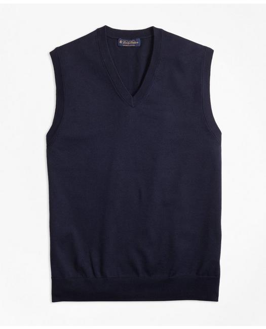 Brooks Brothers Men's Supima Cotton Sweater Vest Navy