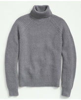 Brooks Brothers Men's Merino Wool Cashmere English Rib Turtleneck Sweater Heather Grey