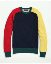 Brooks Brothers Men's Supima Crewneck Color-Block Fun Sweater Navy