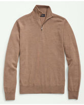 Brooks Brothers Men's Fine Merino Wool Half-Zip Sweater Camel