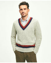 Brooks Brothers Men's Brushed Wool Tennis Sweater Grey