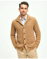 Brooks Brothers Men's Camel Hair Stand Collar Cardigan Brown