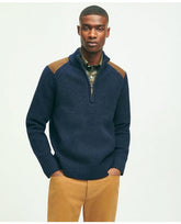 Brooks Brothers Men's Lambswool Ribbed Half-Zip Military Sweater Navy