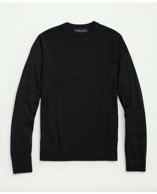 Brooks Brothers Men's Fine Merino Wool Crewneck Sweater Black