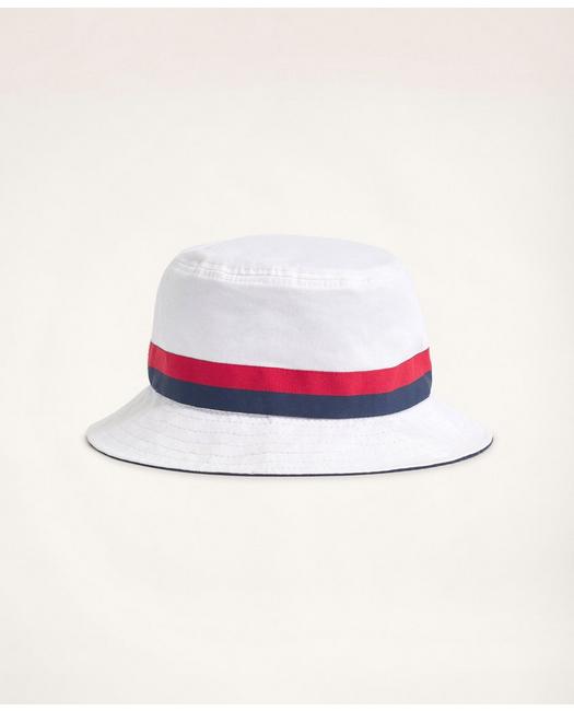 Brooks Brothers Men's Reversible Bucket Hat White