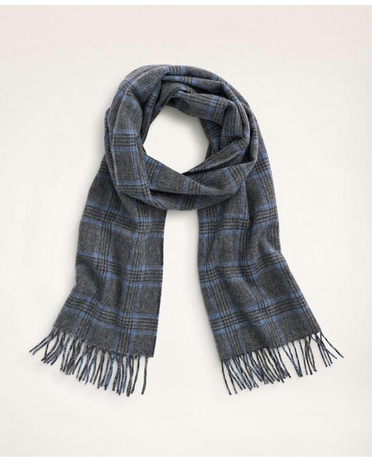 Brooks Brothers Men's Lambswool Fringed Scarf Grey/Blue