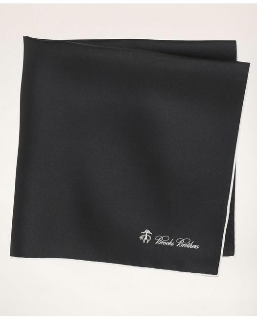 Brooks Brothers Men's Silk Pocket Square Tie Black