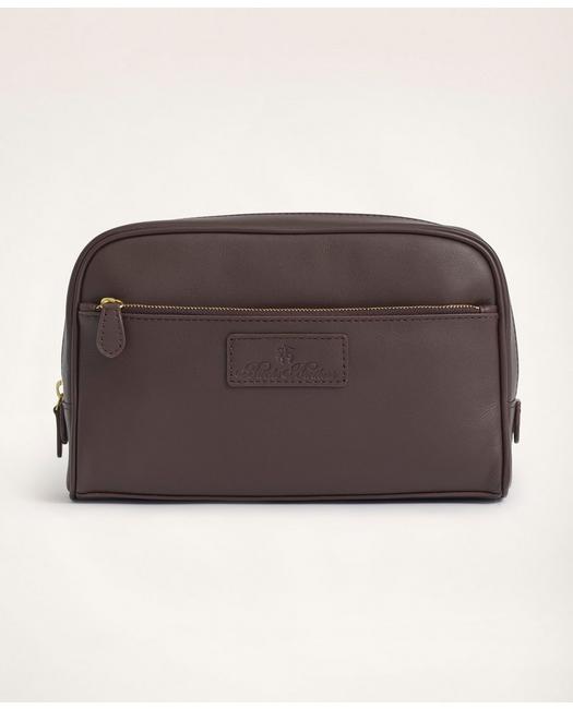 Brooks Brothers Men's Large Leather Dopp Kit Brown