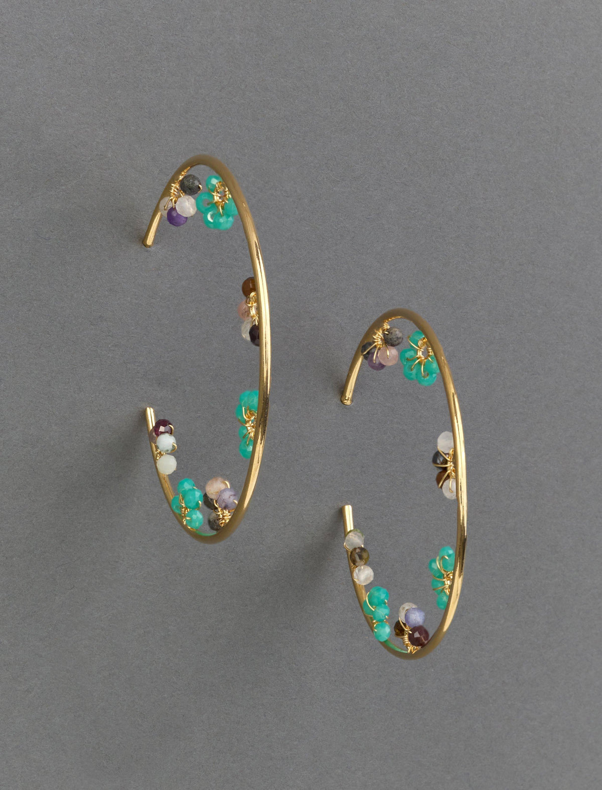 Lucky Brand Multi Beaded Daisy Hoop Earring Gold