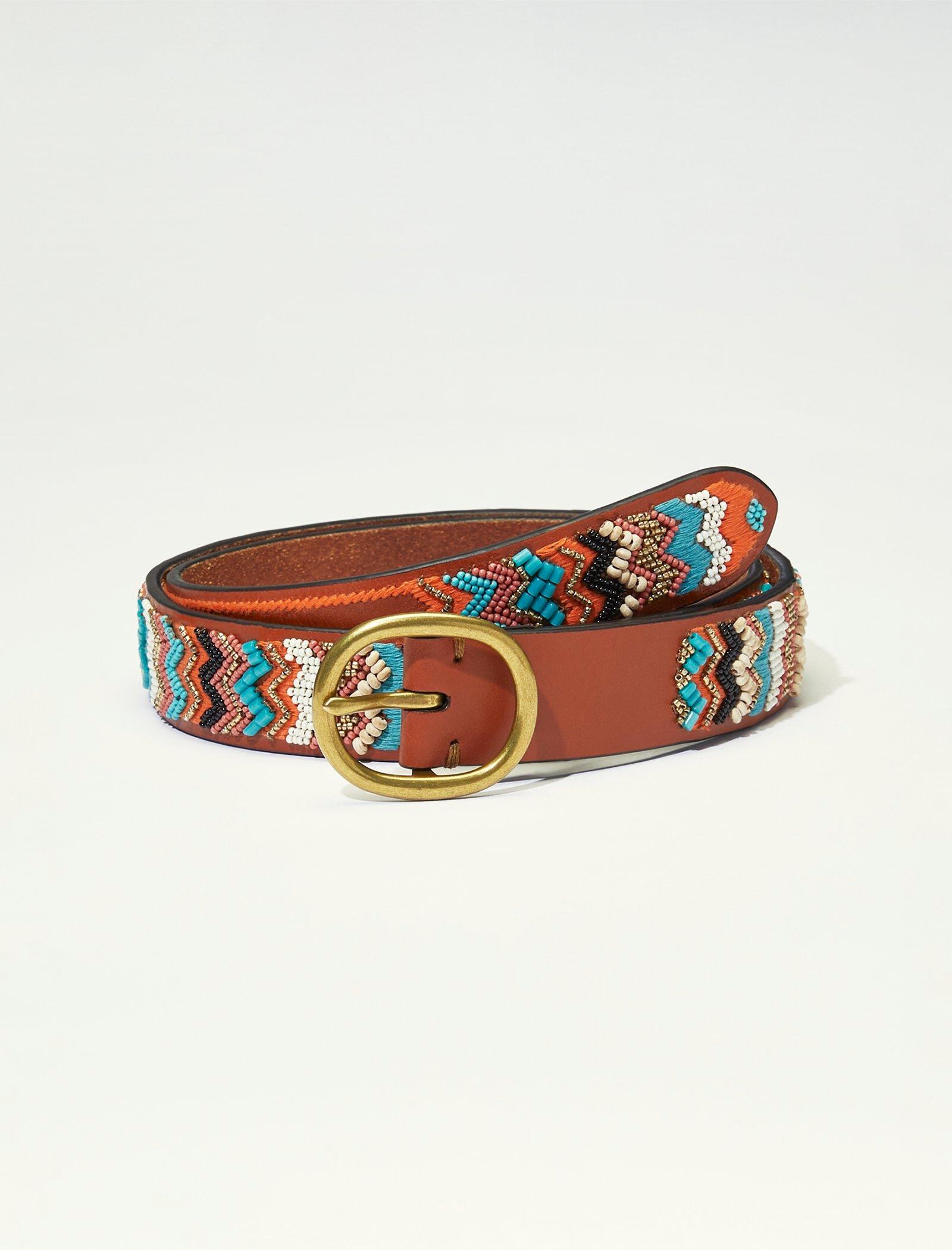 Lucky Brand Beaded Zig Zag Belt Multi