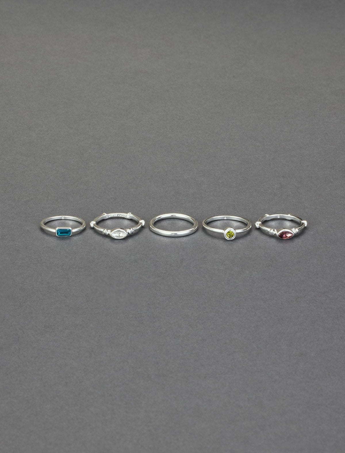 Lucky Brand Multi Stone Ring Stack - Women's Ladies Accessories Jewelry Rings Silver