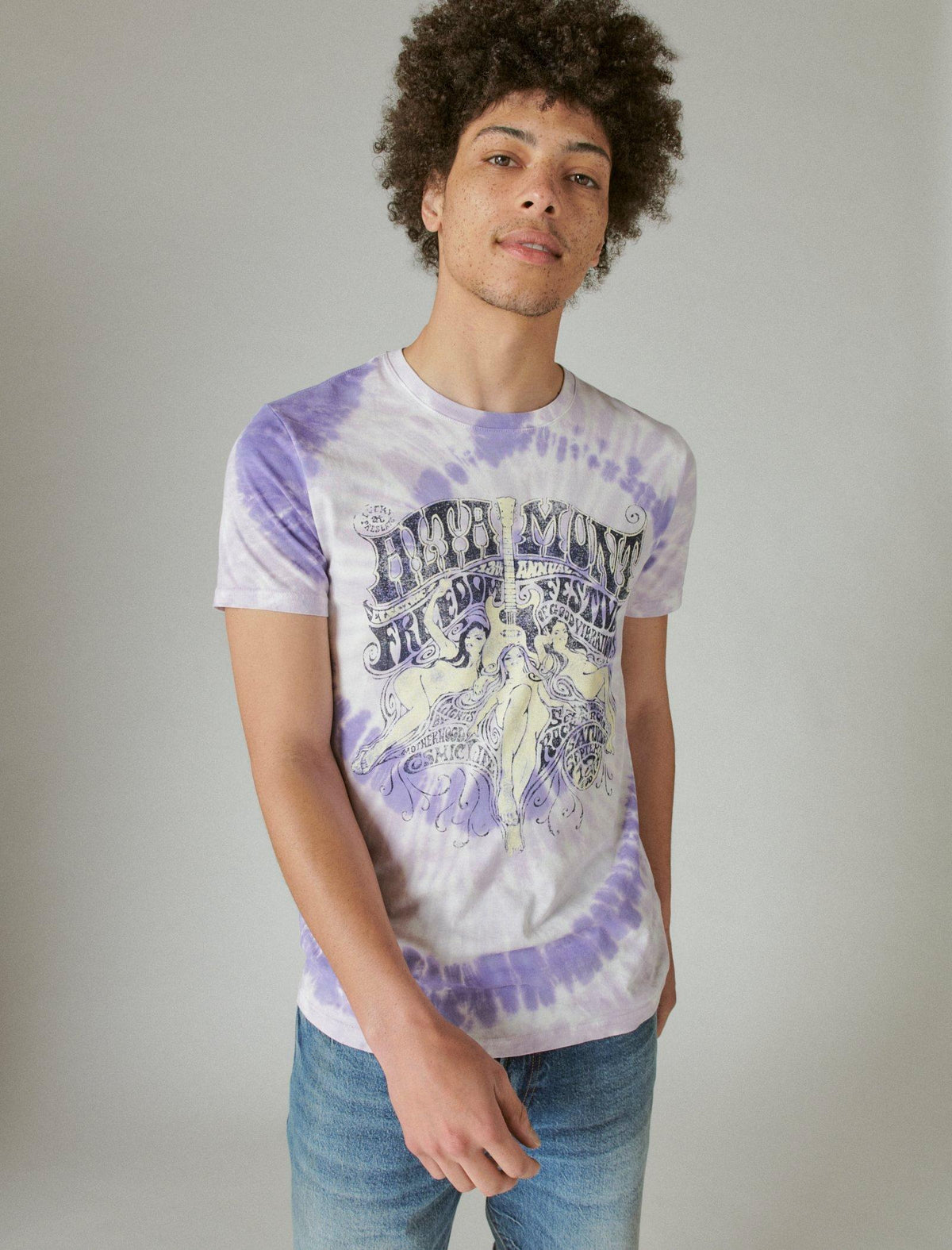 Lucky Brand Music Festival Tie Dye Graphic Tee Multi