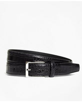 Brooks Brothers Men's Embossed Leather Belt Black