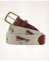 Brooks Brothers Men's Smathers & Branson Leather Needlepoint Belt Multicolor