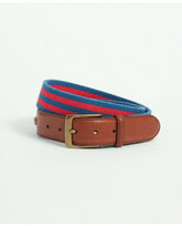 Brooks Brothers Men's Webbed Cotton Striped Belt Blue/Red