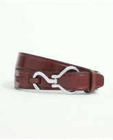 Brooks Brothers Men's Leather Hoof Pick Belt Brown