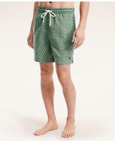 Brooks Brothers Men's Ditzy Print Swim Trunks Green