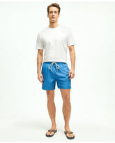 Brooks Brothers Men's 5" Stretch Montauk Swim Trunks Blue