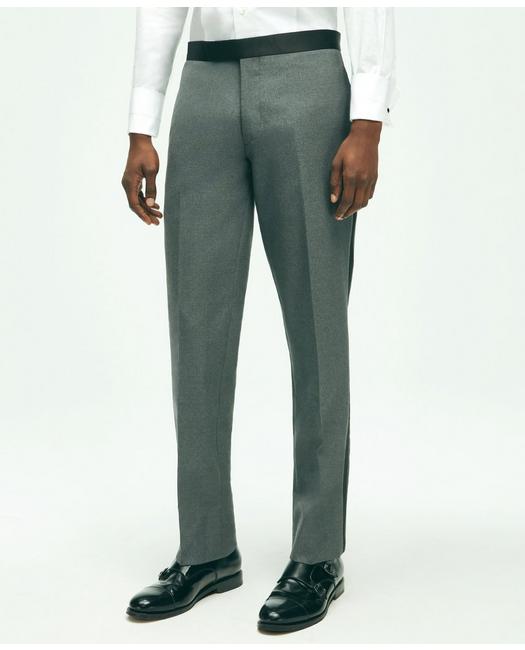 Brooks Brothers Men's Slim Fit Wool Hopsack Tuxedo Pants Grey
