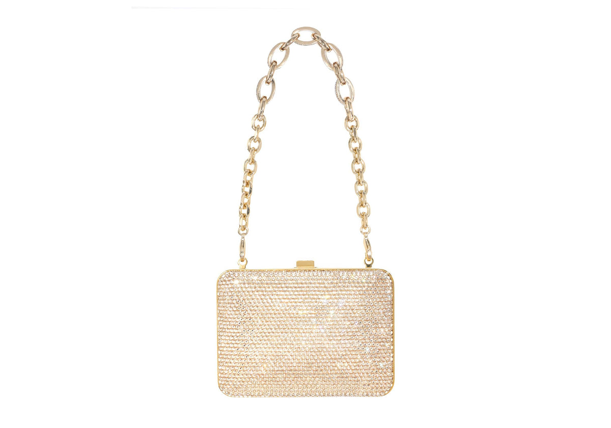 Judith Leiber Couture Crystal Mini Rounded Rectangle Champagne