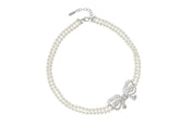 Judith Leiber Couture Bow Double Strand Pearl Necklace