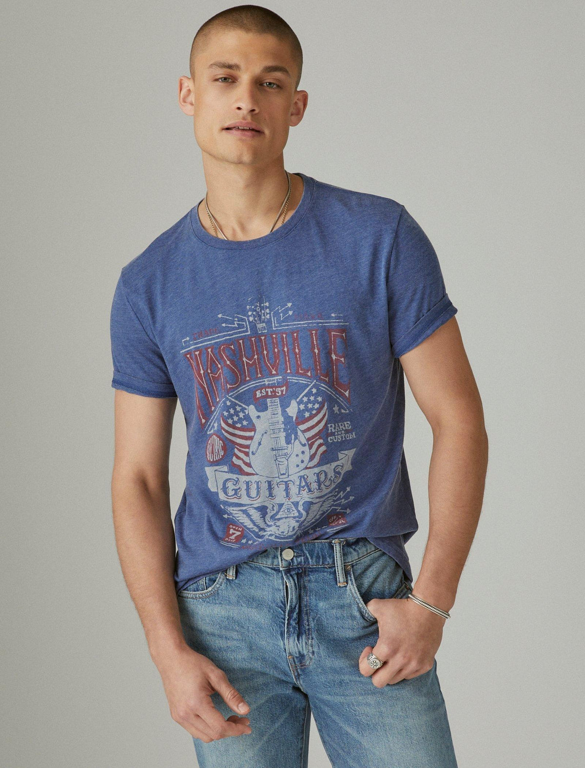 VINTAGE Lucky Brand Jeans T Shirt 90s Y2K Ringer