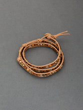 Lucky Brand Natural Stone Beaded Wrap Bracelet Two Tone