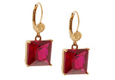 Judith Leiber Couture Square Gem Leverback Earring Red