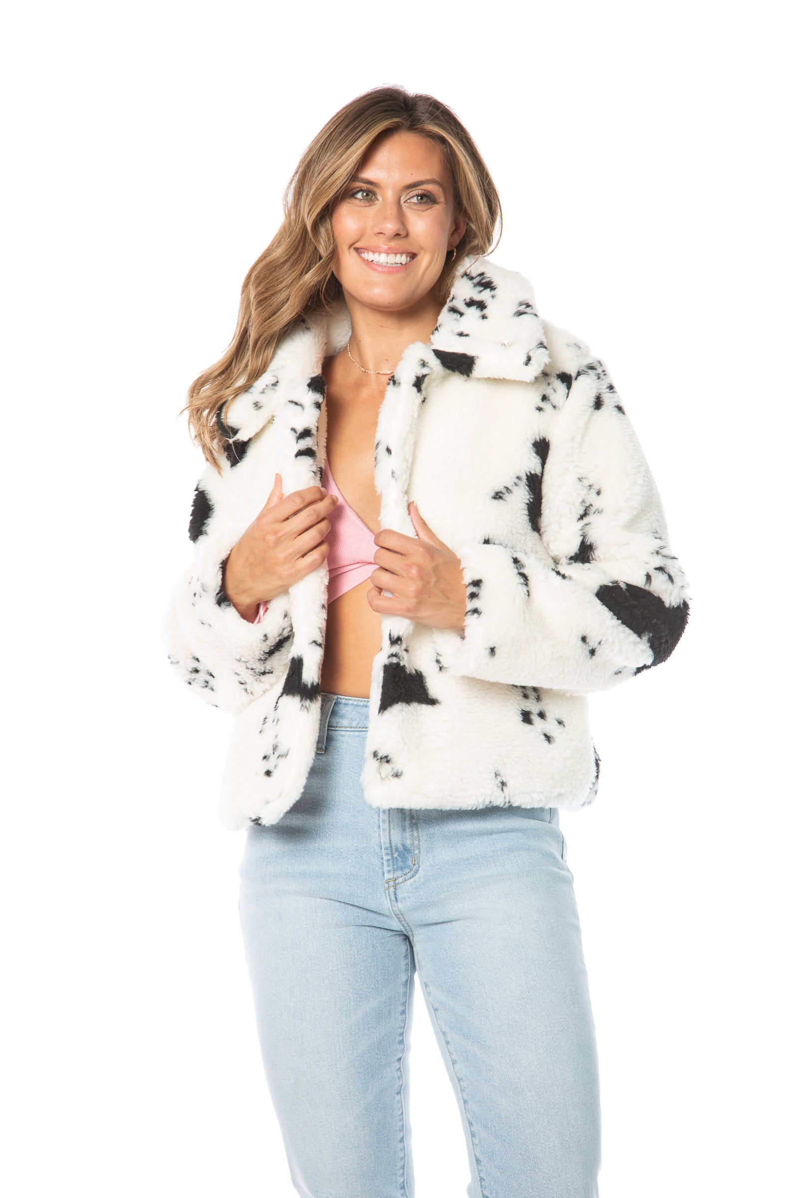 Juicy Couture Spotted Faux Sherpa Jacket White