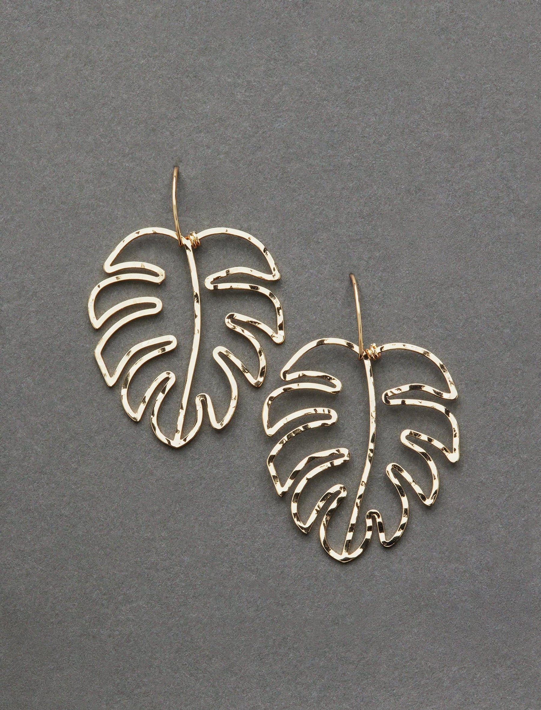 Lucky Brand Open Monstera Threader Earring Gold