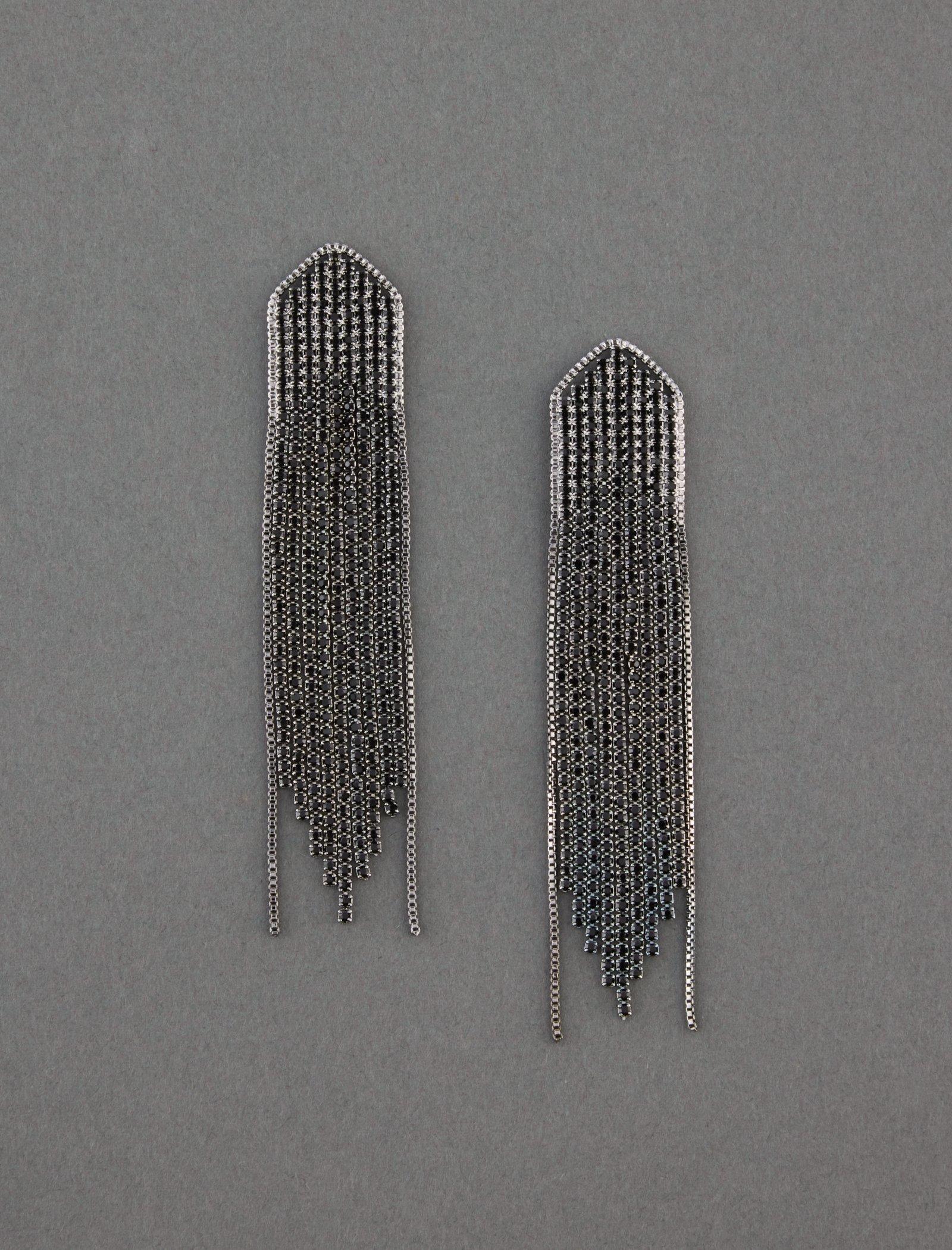 Lucky Brand Ox Sparkle Statement Fringe Earring Silver