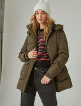 Lucky Brand Oversized Puffer Coat Dark Olive