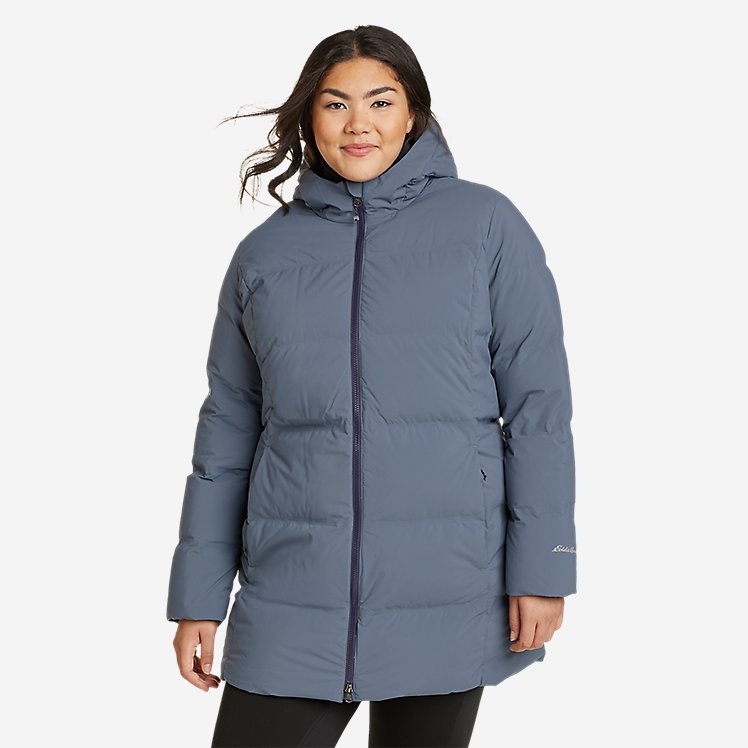 Eddie Bauer Plus Size Women's Winter Coat Glacier Peak Seamless Stretch Down Parka Puffer Jacket - Blue