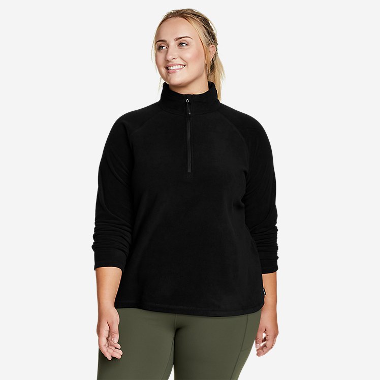 Eddie Bauer Plus Size Women's Quest Fleece Sweater 1/4-Zip- Black