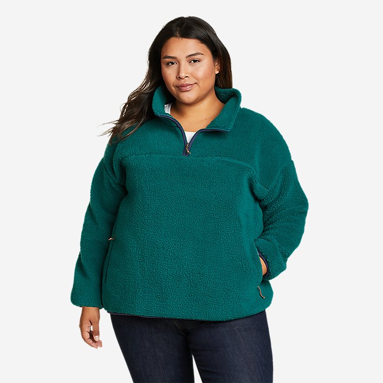 Eddie Bauer Plus Size Women's We Wander 1/4-Zip Fleece Sweater - Dark Teal