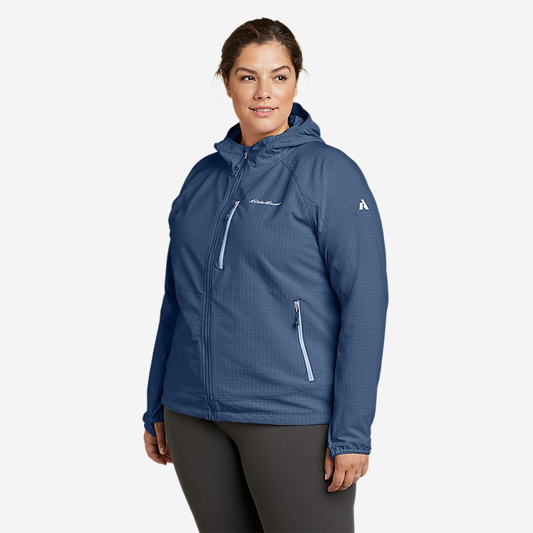 Eddie Bauer Plus Size Women's Sandstone Backbone Grid Hoodie - Indigo Blue