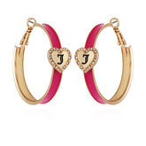 Juicy Couture Monogram Heart Hoop Earrings Gold