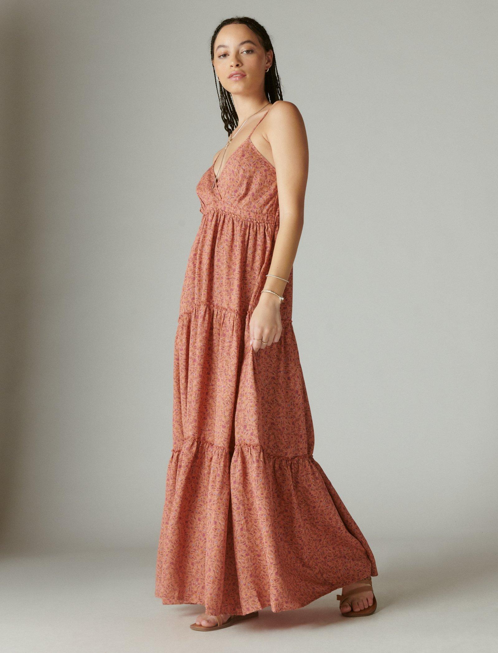 Lucky Brand Paisley Tiered Maxi Dress Aragon Multi