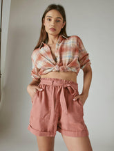 Lucky Brand Paperbag Shorts Deep Rose