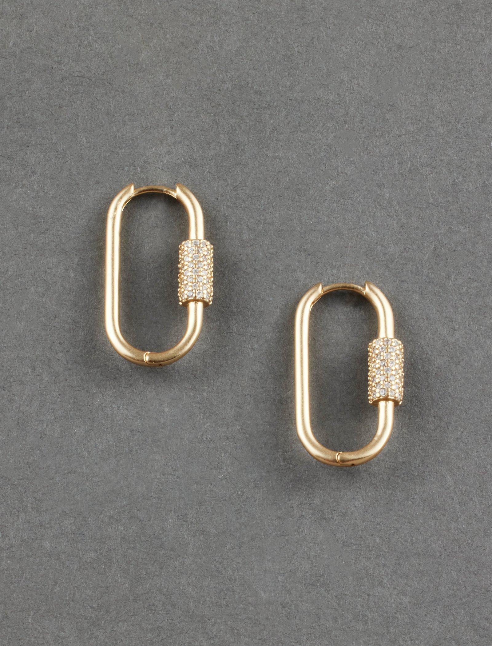 Lucky Brand Pave Carabiner Earring Gold