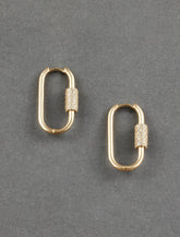 Lucky Brand Pave Carabiner Earring Gold