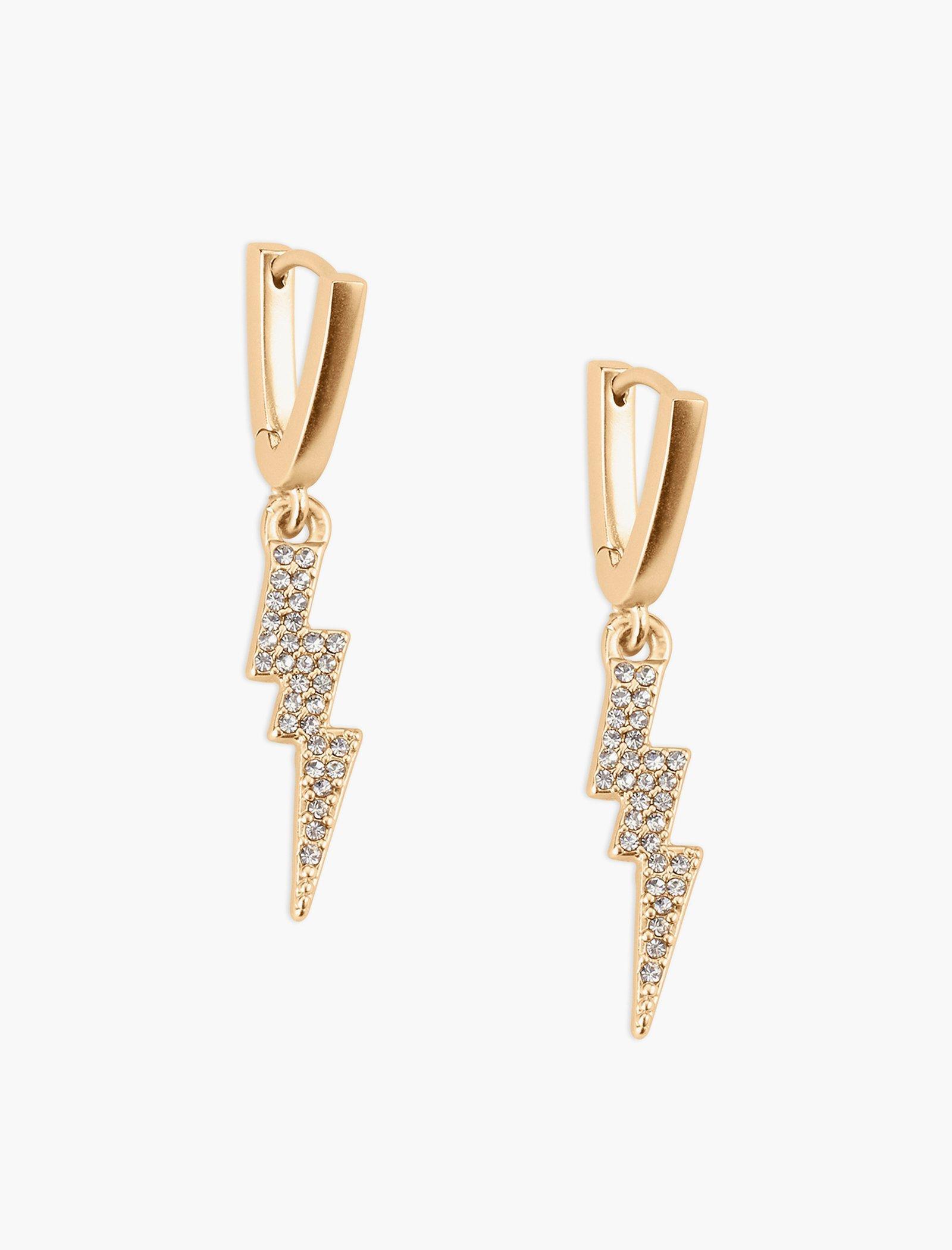 Lucky Brand Pave Lightening Bolt Earring Gold