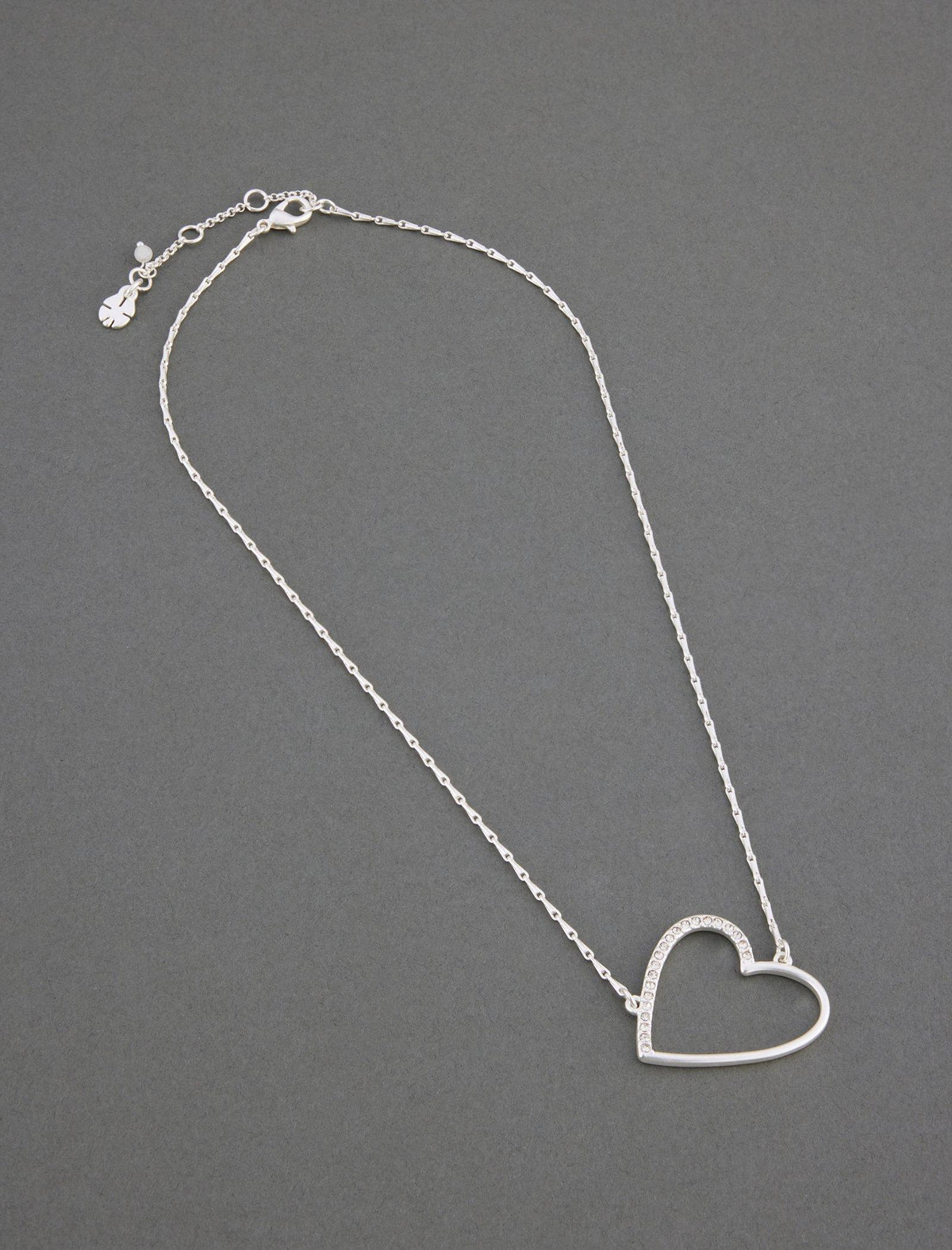 Lucky Brand Pave Open Heart Pendant Silver