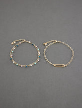 Lucky Brand Pave Safety Pin Anklet Set Gold