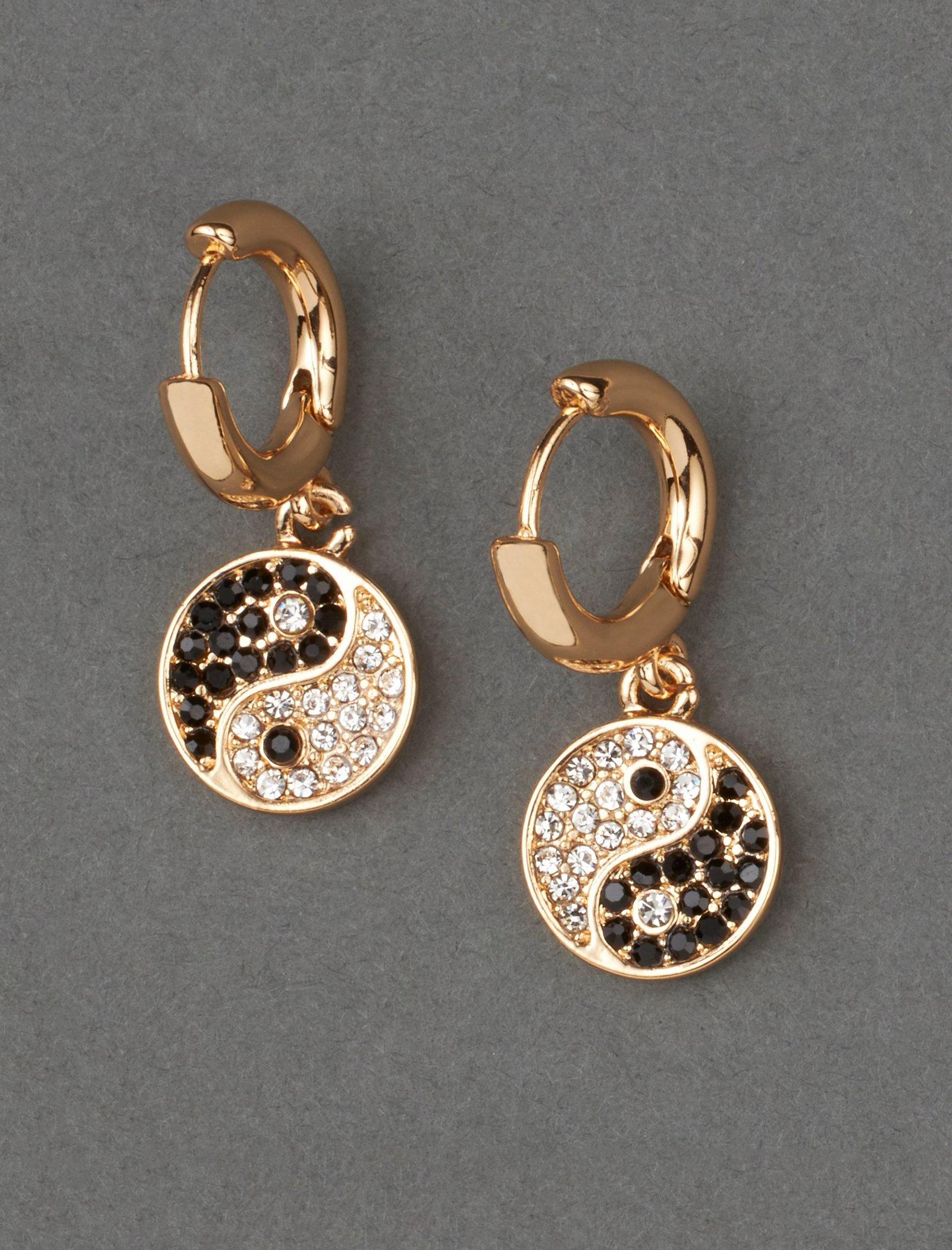 Lucky Brand Pave Yin Yang Hoop Earring Gold