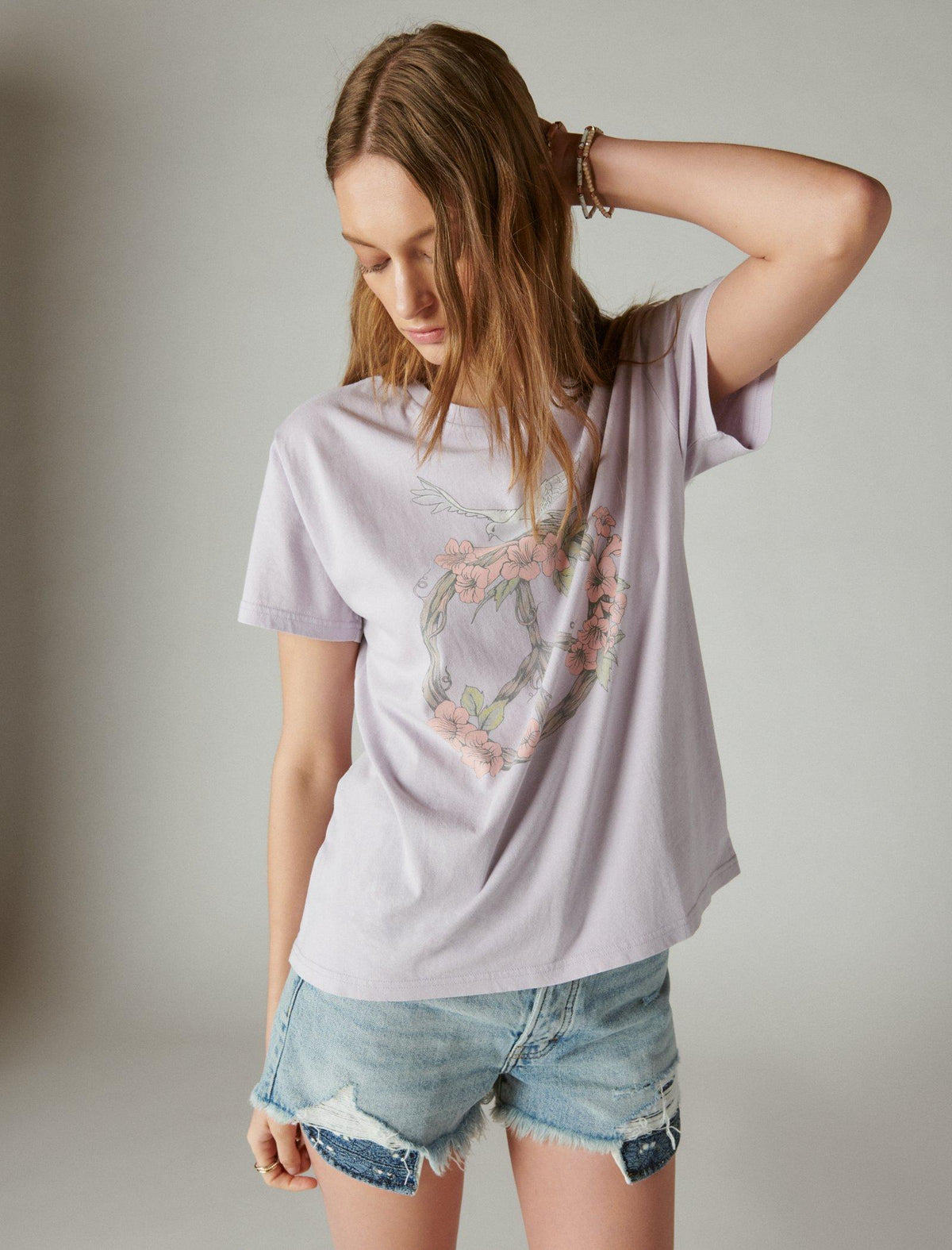 Lucky Brand Peaceful Dove Boyfriend Tee Misty Lilac