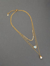 Lucky Brand Pearl And Abalone Delicate Layer Necklace Gold