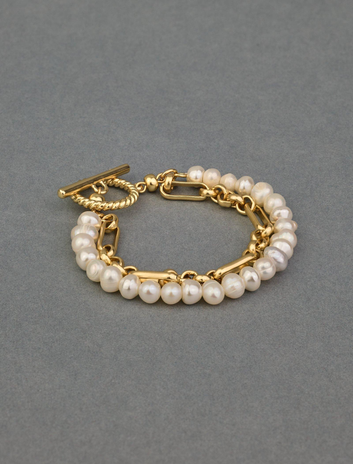 Lucky Brand Pearl Chain Layer Toggle Bracelet - Women's Ladies Accessories Jewelry Bracelets Gold
