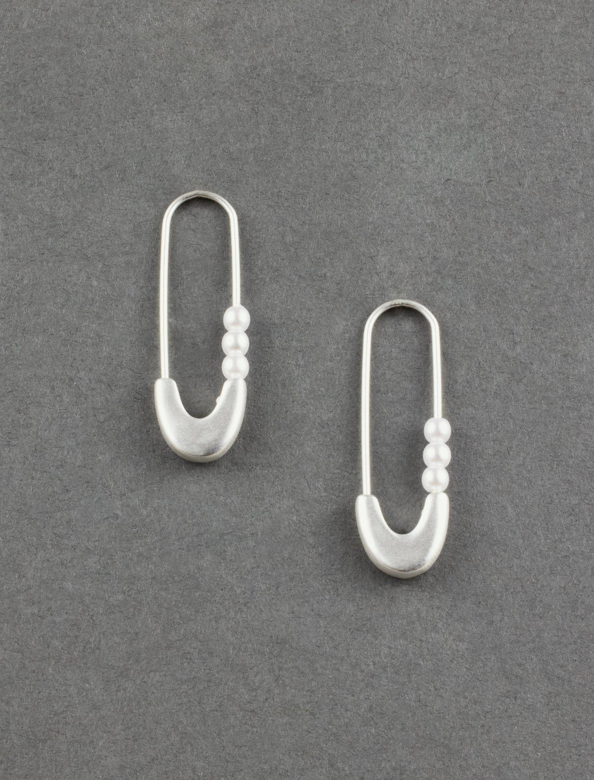 Lucky Brand Pearl Safety Pin Earring Silver