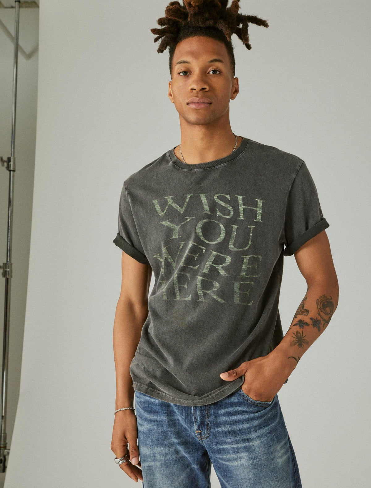 Lucky Brand Pink Floyd Wish You Were Here Graphic Tee Jet Black